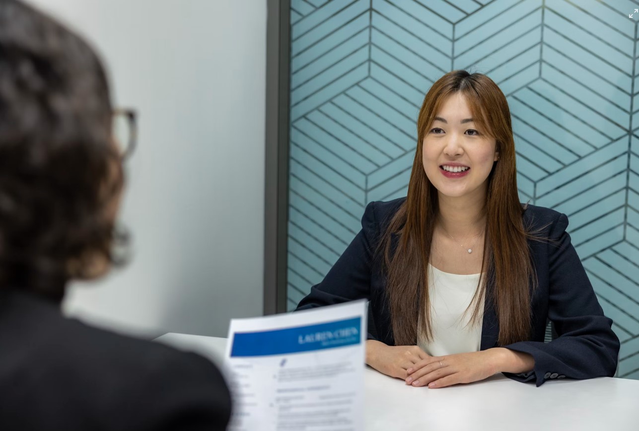 interview candidate female smiling